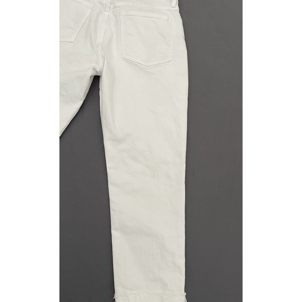 GAP Girlfriend Womens Size 6 Short Mid Rise White Raw Hem Jeans - Picture 10 of 14